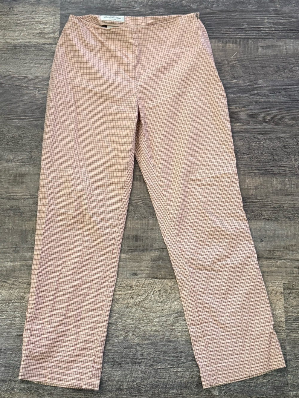 Brooks Brothers Stretch Red & Ivory Micro Gingham Ankle Pants Size 2
